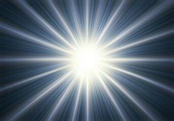 Obraz premium Bright sunburst light rays shining with radial glow effect on blue abstract background