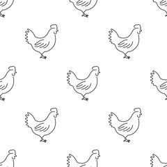 chicken seamless pattern isolated on transparent background.