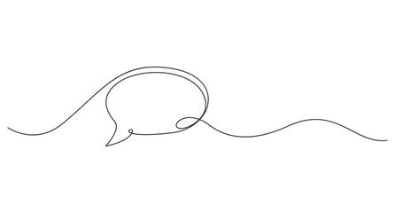 speech bubble icon single one line art vector illustration,
