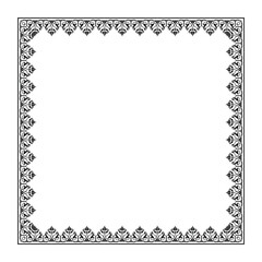 Decorative square frame Elegant element for design in Eastern style, place for text. Floral black border. Lace illustration for invitations and greeting cards