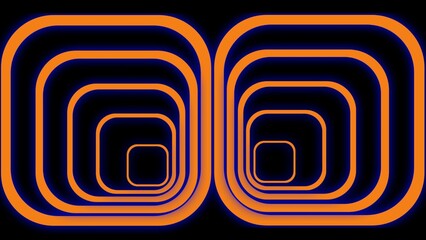 A stunning retro-futuristic artwork featuring twin glowing orange curves on a deep blue background, blending symmetry, motion, and depth for a bold, modern visual impact.