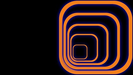 A captivating design featuring multiple glowing orange rounded rectangles receding into the distance on a black background, enhanced with a blue glow for a modern, futuristic aesthetic.