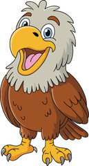 Cartoon bald eagle illustration, animated bird drawing, patriotic national symbol artwork, wildlife clipart, educational animal design, fun children activity vector