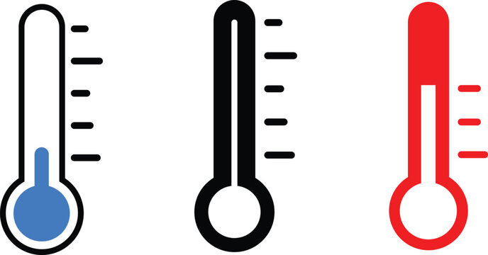 thermometer icon set. weather icons. Weather Sign. Temperature Scale Symbol. Warm cold Symbol

