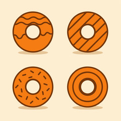 Vector illustration set of colorful sweet donut icons and buttons