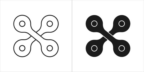 Simple abstract symbol representing connection or linkage, shown in outline and solid black versions