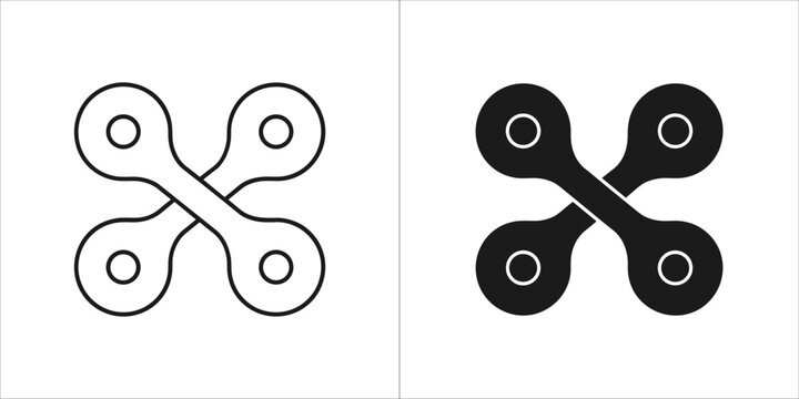 Simple abstract symbol representing connection or linkage, shown in outline and solid black versions