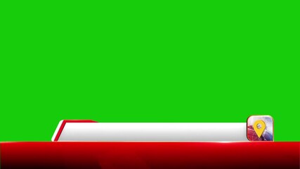 Dynamic news broadcast lower third motion graphic with green screen for easy keying for professional video projects