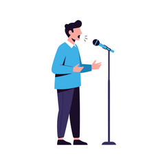 Male speaker giving presentation using microphone