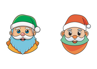 santa face logo silhouette vector, christmas santa face silhouette vector illustration, colour santa face vector silhouette, santa claus face logo silhouettes vector on a white background