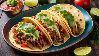 delicious and authentic tacos with beef cheese salsa and guacamole a culinary fiesta