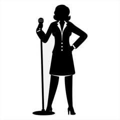 silhouette of a young woman with a microphone