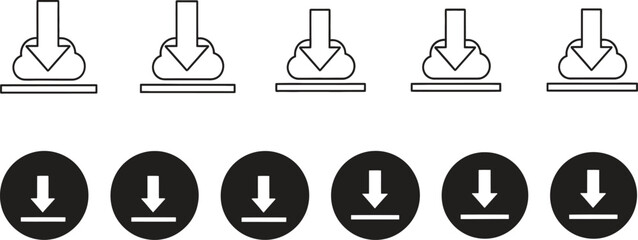 Download icons cloud storage data transfer flat style vector illustration