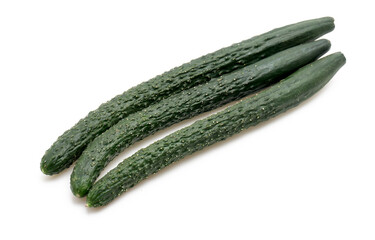 Fresh Whole Cucumbers on White Isolated Background &ndash; Raw Vegetable for Salads and Cooking