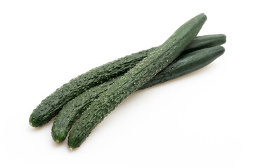 Fresh Whole Cucumbers on White Isolated Background &ndash; Raw Vegetable for Salads and Cooking