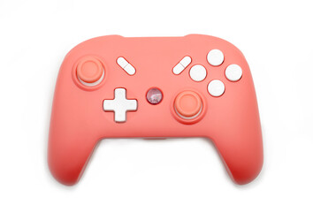 Pastel Pink Gaming Controller on White Isolated Background &ndash; Universal Gamepad for Video Games