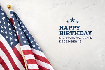 Happy Birthday U.S. National Guard Celebration With American Flag and National Pride
