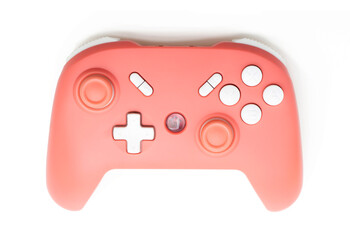 Pastel Pink Gaming Controller on White Isolated Background &ndash; Universal Gamepad for Video Games