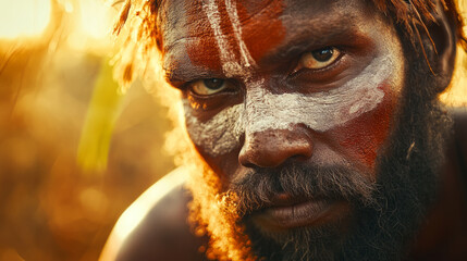 Intense portrait of australian aboriginal