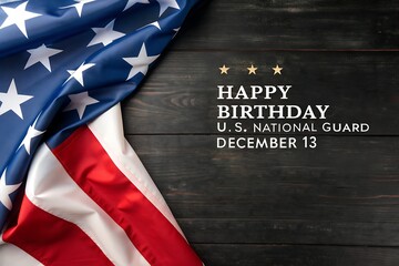 Happy Birthday U.S. National Guard Celebration With American Flag And Stars

