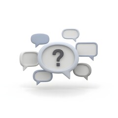 Obraz premium Questions and Answers Concept with Speech Bubbles and Question Mark Icon Isolated on White Background Question Concept Asking Question Icon Concept