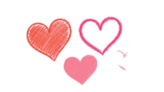 Playful Red and Pink Hand-Drawn Hearts Art Set