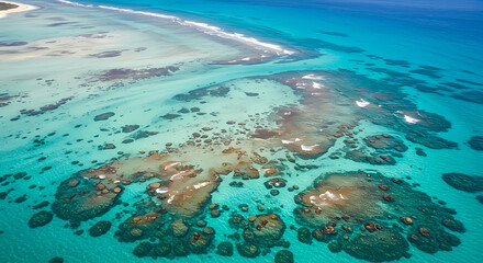 Crystal Clear Tropical Sea Coral Aerial
