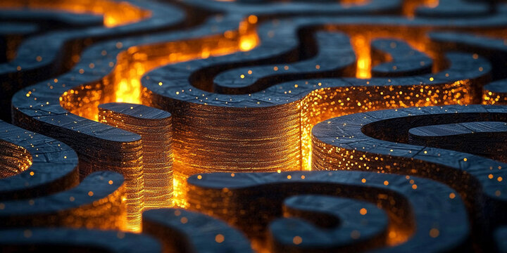 Explore the intricate design of a modern maze structure Generative AI