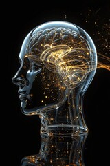 Concept art of smart thinking and innovation in glass