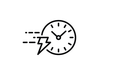 A clock icon with a lightning bolt symbolizing speed and efficiency.