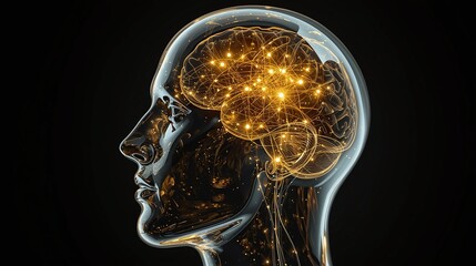 Futuristic visualization of intelligence in a transparent head