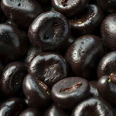 black beans shine in a small glossy pile
