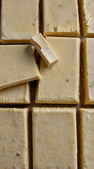 Smooth creamy white chocolate squares ready for indulgence