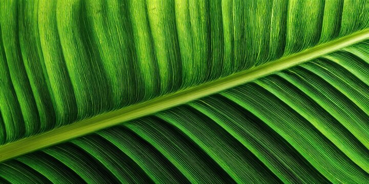 Vibrant green leaf with detailed linear pattern creates a natural abstract design suitable for backgrounds or minimalist organic art
