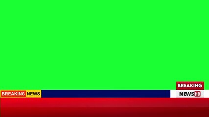 Breaking news broadcast template with green screen for easy chroma key compositing in your next video project for timely updates