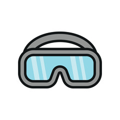 Safety goggles icon for bright and creative engineering design elements.