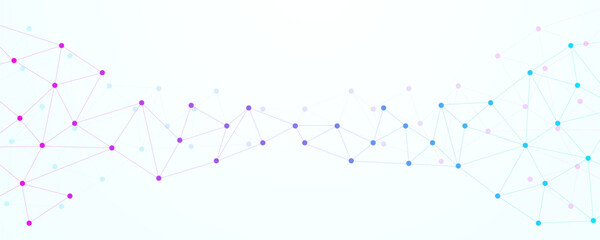 Geometric Abstract Background With Connected Line And Dots. Digital Network Lines And Dots Background