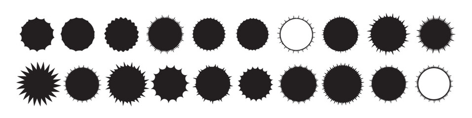 black starburst shapes round edges various sizes circle 