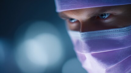 surgeon preparing for operation, focused expression, sterile environment