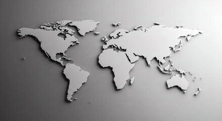 Minimalist 3D World Map on Gradient Background