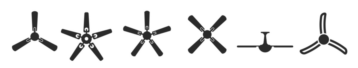 ceiling fan silhouette vector from bottom view.