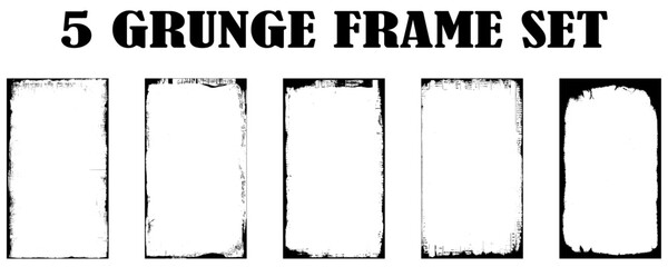 The layout of the frame. Set of five thin black frames. Gallery wall mockup