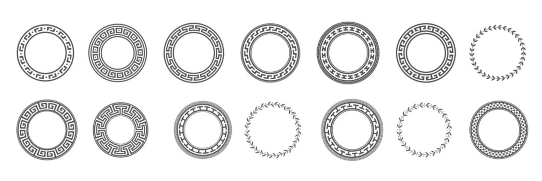 circle greek frames round meander borders decoration