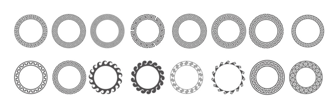  circle greek frames round meander borders decoration