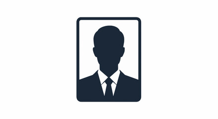 Vector icon of a male profile silhouette photo wearing a suit.