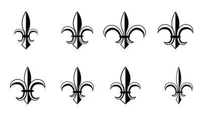 black and white vector illustration of fleur de lis set © uzair