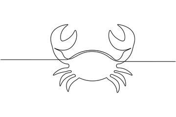 Minimal one line drawing of a crab for marine art design