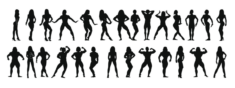Black Silhouettes of Female Bodybuilders