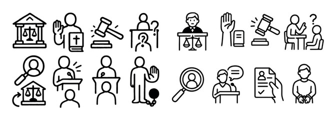 Naklejka premium Justice Doodle Icons