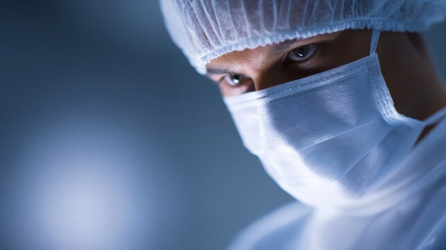 surgeon preparing for operation, focused expression, sterile environment